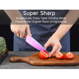 WELLSTAR Chef Knife, 6 Inch Kitchen Chef’s Knife Sharp High Carbon Stainless Steel Cooking Knife for Meat Sushi Vegetable Fruit Cutting Slicing Dicing, Useful Rainbow Kitchen Gadget