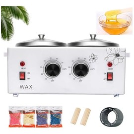 FINYQBET Fundidor De Cera Para Depilar Doble Pote 600Cc X2, Temperatura Ajustable 0–80°C, Carcasa Metálica Duradera, Ideal Para Salón, Spa Y Uso Doméstico, Para Mujeres Y Profesionales