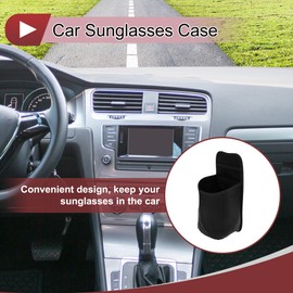 INFINAUTO Car Sunglasses Case Universal Sunglasses Holder for Car Nappa Leather Black 32x16.5cm 1 Pcs