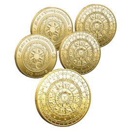 S.fields.inc Tarot Coins Divination Coins Set of 5 12 Constellations Commemorative Coin Magic Magic Alloy (Gold)