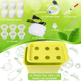 Aunifun Hydroponics Grower Kit DWC Hydroponic SystemSelf Watering Indoor Hydroponics Tools DIY Planting Container Include Aquarium Air Pump Buoy Planting Box