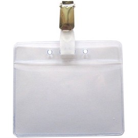 Pack of 5 ID Card Holders with Clip Transparent Soft PVC in Horizontal Format for Inserts up to Approx. 85 x 55 mm High-Quality Design Protective Cover Transparent Workshop Badge Card Holder Company ID