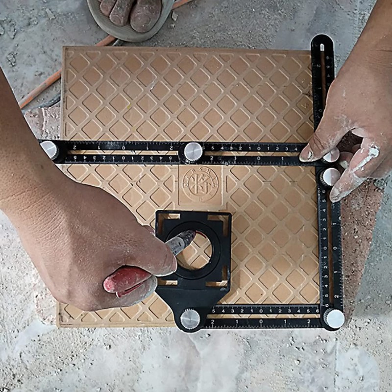 ANCLLO Multi Angle Measuring Ruler Drill Guide Ceramic Tile Hole