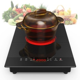 VBGK Electric Cooktop,110V Electric Stove Top,Single Burner LED Touch Control,9 Power Levels, Kids Lock &Timer,Overheat Protection,2000W Portable Burner