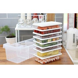 INNOVATION LIVING Kitchen Refrigerator Organizer, Fridge and Freezer Storage Trays Large+Food Containers with Lids L1(6P)+L2(2P), Set of 9, Premium A