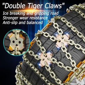 Snow Chains, Tire Chains for Car SUV Pickup Trucks, Adjustable Portable Universal Emergency Anti Skid Snow Car Tire Chains for Tire Width 225-285mm, 6 Pack