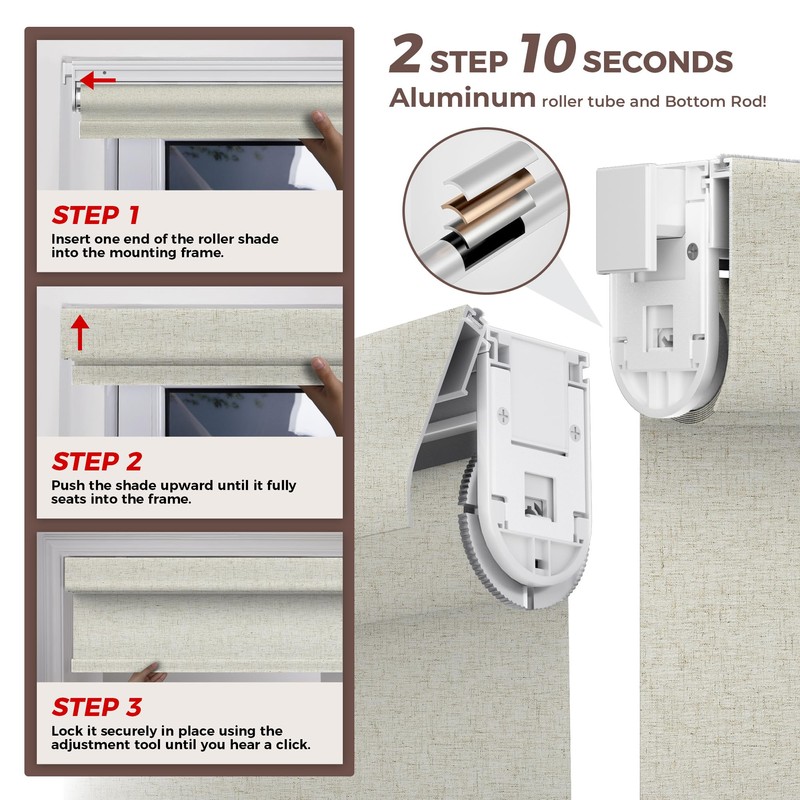 Allesin zen No Drill No Tools Blackout Roller Shades for