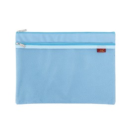 1Pcs A4 Mesh File Zip Bags, Folder Wallets Zipper Pouch Oxford Clear Mesh Bag Double-Layer Grid Document Storage Receipt Organizer Bag for Office Home School Supplies Blue