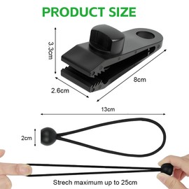 HOTUT Tarp Clips Set, 20 Pieces Tent Tarpaulin Clips, Tarpaulin Attachment, with 10 Tarpaulin Clips and 10 Tent Bungees Cords, Heavy Duty Tent Clamp, Tarpaulin Tensioner for Camping, Awning, Picnic