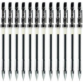 Treeding Dong-a Gel Ink Rollerball Pens, 0.3 mm, Fine Point Fine-Tech Excellent Smooth Writing, Metal Tip Ink Pen Black - 12 Pack