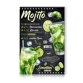 Cocktail Recipes 20 x 30 cm Aluminium Sign Decorative Metal Sign Decoration for Bar Counter Pub Kitchen Cafe Birthday Gift Recipe RV003 (12 Mojito)