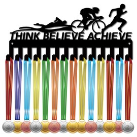 CREATCABIN Triathlon Medal Holder, Medal Hanger, Hook Hanging Awards, Wall Mount, Decor, Iron, Small Sports Medal Hanger for Racing, Swimming, Cycling, Running, Athletes, 29 x 13 cm