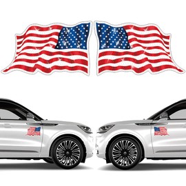 2 Pack Reflective American Flag Magnet for Car Waterproof Patriotic Waving USA Flag Magnetic for Auto Truck Vehicle - 6.73" x 4.2" for Military Memorial Day Patriots Veterans Day 4th of July