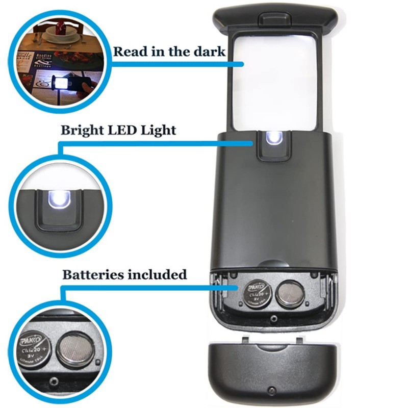 EasY Magnifier Small Pocket Magnifying Glass 3.0X Magnification with LED