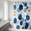 Indigo Gold Geometric Honeycomb Shower Curtain Water-Resistant Polyester Bath Curtain