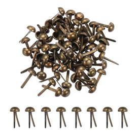 PATIKIL 80 Pcs Brads Paper Fasteners, 6 x 13 mm Metal Round Head Split Pins, Prong Brads for Scrapbooking Leather Craft Decorative DIY Supplies, Bronze