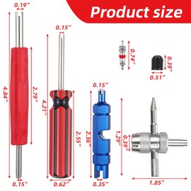 44PCS Tyre Valve Removal Tool, Spool Installation and Valve Core Tire Valves Stem Tools, 4 Way Valves Puller Tool, Stem Cover Caps for All Types of Tires
