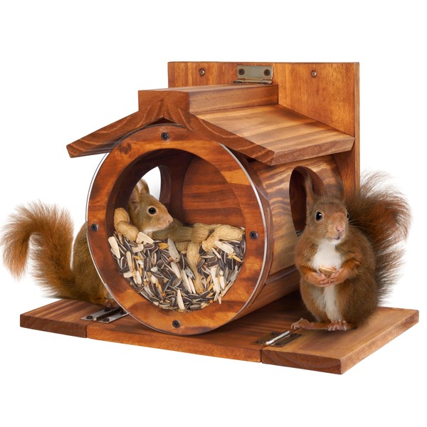 MIXUMON Wood Squirrel Feeder, Squirrel Feeders for Outside Winter, Wooden