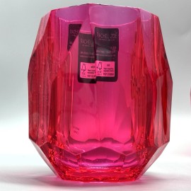 Rachel Zoe 2 RACHEL ZOE Hot Pink Acrylic Crystal Diamond Cut Wine Glass Set Tumbler Outdoor
