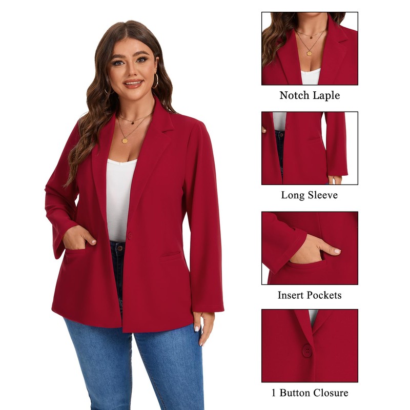 MINTLIMIT Casual Plus Size Blazer Women Long Sleeve Notch Lapel