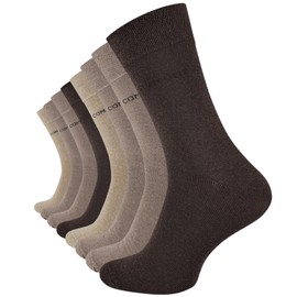 VCA 8 Pairs of Men's Comfort Socks in Brown, Without Elastic Waistband, Men's Cotton Socks - Cottonprime, brown