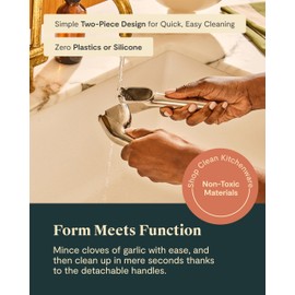 Caraway Garlic Press - Non Toxic Stainless Steel - Essential Kitchen Tool - Ergonomic Handle - Effortlessly Mince Whole Garlic - Easy Clean