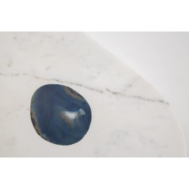 Thirstystone Oval Marble Serving Board with Agate Inlay, White/Blue
