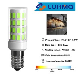 LUHMQ E14 LED Bulbs 3 Pack E14 European Screw Base for Electric Window Candle Lamp,Refrigerator Bulb E14 Cooker Hood Oven Bulb,3.5W Equivalent to35W Incandescent Bulb 350LM AC120V (DaylightWhite6000K)