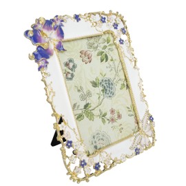 Tricune Floral Picture Frame 3.5x5, Vintage Photo Frame Made of Metal and High Definition Glass for Table Top Display, Home Decor