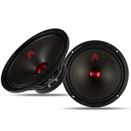 Gaooger MX65P1 Midrange Loudspeaker 6.5" Red Dust Cap, 200W Max, 4 Ohms, Premium Quality Audio Door Speakers for Car or Truck Stereo Sound System, Black (2 Speaker)