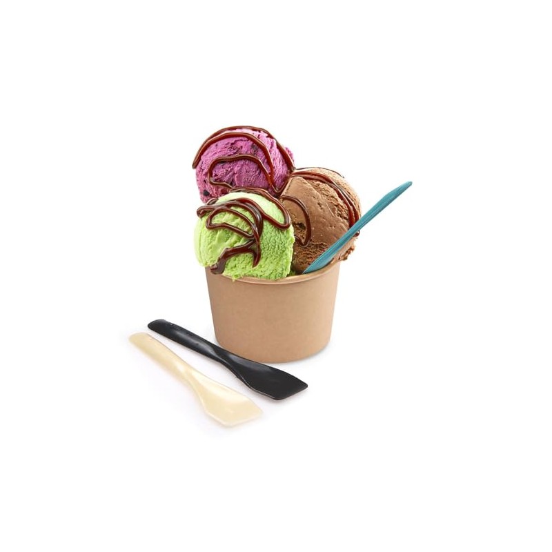 VEPATIM 100 Ice Cream Spoons Colourful Natural Fibre Composite 9.5