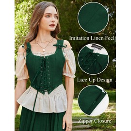 Scarlet Darkness Plus Size Renaissance Bustier Tops for Women Corset Tops Overbust Bustier Bodice Deep Green Size 16