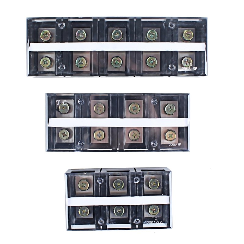 DIANQI 1 Pack Terminal Block, 200A 3 Positions Dual Row