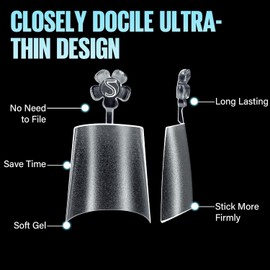 TOMICCA 510 Pieces False Nail Tips, Clear Nail Tips Set, Acrylic, Half Cover, French Fake Nail Tips, Nail Tips, Short Coffin, 12 Sizes for Nail Salons, DIY, Nail Extension