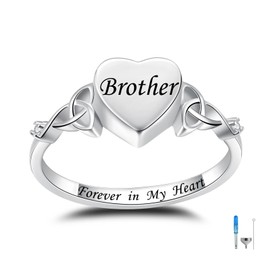 JXJL Heart Cremation Ring for Ashes: 929 Sterling Silver Forever in My Heart Carved Urn Keepake Rings Memorial Jewelry for Women Men 7#