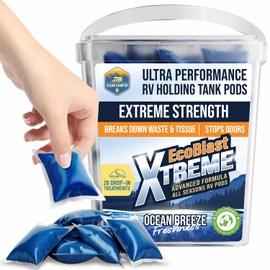 Clean Camper Extreme Strength RV Holding Tank Pods Maximum Odor Control & Fast Waste Breakdown | Bio-Active Enzyme Formula | Sensor Safe, Septic-Safe, & Eco-Friendly | Easy Drop-In Pods