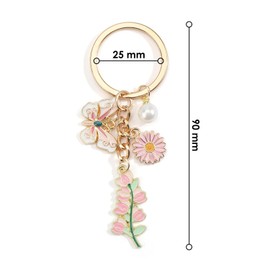 MUCOOS Flower Keychain Enamel Flower Charms for Handbags Cute Keychain Bag & Purse Charms Aesthetic Car Keychains