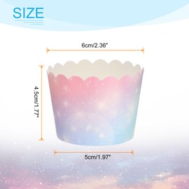 sourcing map 50Pcs Paper Baking Cups Small Greaseproof Disposable Bulk Cupcake Muffins Liners Cases Wrappers for Wedding Birthday Graduation, Gradient Pink Blue
