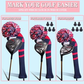 Club Head Covers for Driver Fairway Wood Hybrid Golf Headcover Golf Headcover Set, Club Covers Interchangeable Number Plate 1 3 5 7 X