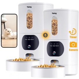 Automatic Cat Feeder Camera: Easy Setup Timed Smart Dog Feeder WiFi - 2-Way Audio 5G Pet Food Dispenser APP Control for Multi-Cat 2 Pack