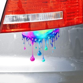 DUSCOKE Colorful Fluid Paint Pattern Car Sticker Decal, Auto Waterproof Reflective Scratch Hidden Bumper Stickers, Vinyl Vehicle Exterior Decoration Accessories for Wall Window Laptop (5.9 Inch)