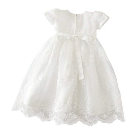 Glamulice Light Ivory White Baby Girls Flower Christening Baptism Dress Formal Party Special Occasion Dresses for Toddler 20-26 Girl Fancy Holiday Birthday Wedding Pageant Maxi Gowns & Headband 24M