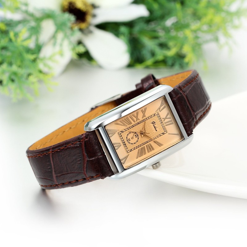 JewelryWe Mens Unique Square Analog Quartz Business Casual Wrist Watch