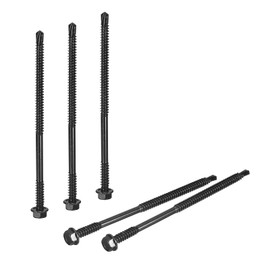 uxcell 50Pcs #14 x 5 Self Drilling Screws, 410 Stainless Steel Self Tapping Screws for Metal, Black Oxidation Finish, Hex Washer Head Sheet Metal Screws