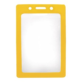 Vertical Color-Frame Badge Holder - Clear Vinyl Window Protector with Color Border for Single Credit Card Size Key Cards and Badges by Specialist ID (Yellow)