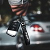 Annloysky Black Carbon Fiber Leather Metal Car Keychain Keyring Compatible