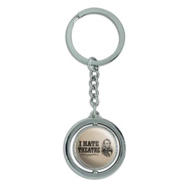 GRAPHICS & MORE I Hate Theatre Abe Lincoln Keychain Spinning Round Chrome Plated Metal