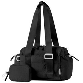 SKYSPER Small Gym Bag for Women, Mini Duffle Bag with Wet Compartment, Lightweight Gym Tote Bag for Workout, Sport, Travel, Cute & Compact and Coin Wallet for Girl（Black）