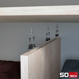 SOTECH Modular Connection Fittings 44 x 10.6 x 9 mm Black Body Connector Furniture Connector Semi-Locking for Hard to Release Connections Furniture Fitting for Milling Pack of 20