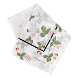 WEDGWOOD 260039-0001-03 Large Print Handkerchief (White) Wild Strawberry, Easy Care Processing, 100% Cotton, Women's 260039-0001-03